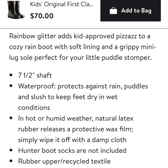 BNIB Hunter Kids' Original First Classic Glitter Rain Boot in Wild Mint - Picture 2 of 3